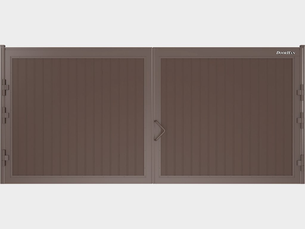 Щит ворот (2 створки) из сэндвич панелей толщиной 40мм наполненных пенополиуретаном, окантованный алюминиевым профилем